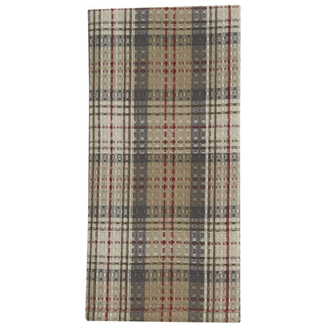 Neutral earthtone colors with a hint of deep red combine to make the handsome plaid in the Gentry W