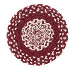 Cortland Braided Coaster Set/4  Colors: Brick Red and Cream