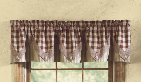 York Lights Lined Point Valance - Wine