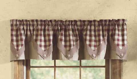 York Lights Lined Point Valance - Wine