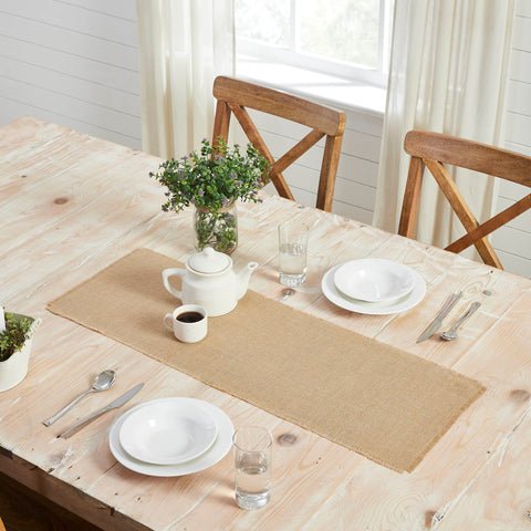 Greetings Jute Burlap Tan Runner 12x36