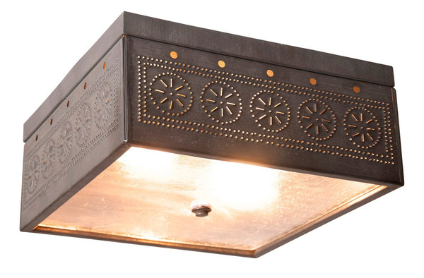 Square Country Ceiling Light with Chisel in four finishes