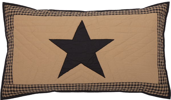  Black Check Star King Sham 21X37, Primitive Country Farmhouse Bedding