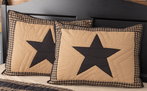 Black Check Star Standard Sham 21X27, Primitive Country Farmhouse Bedding