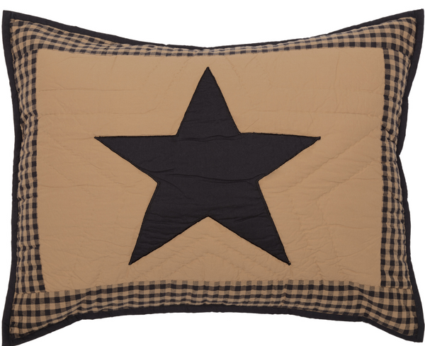 Black Check Star Standard Sham 21X27, Primitive Country Farmhouse Bedding
