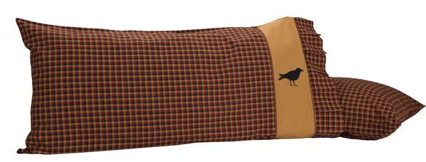 Heritage Farms Crow King Pillow Case  Set of 2 21x40 Primitive Check Country Farmhouse Bedding Home Decor & Accessories.
