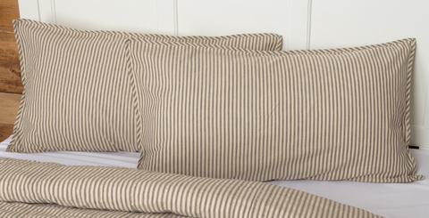 Sawyer Mill Charcoal Ticking Stripe King Sham 21x37, Primitive Country Farmhouse Bedding