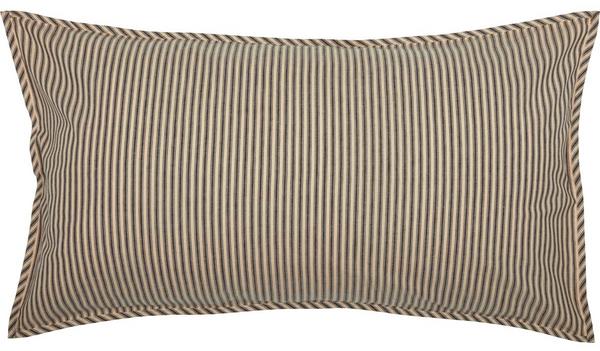 Sawyer Mill Charcoal Ticking Stripe King Sham 21x37, Primitive Country Farmhouse Bedding