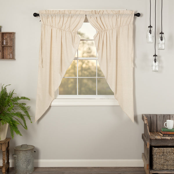 Simple Life Flax Natural Prairie Short Curtain Panel Set; Material: 100% Cotton Linen Blend, Cotton Lining Dimensions: 2 x Prairie Panel - 63" x 36" Weight: 1.2 lb Hanging Method: 3.25" Rod Pocket rod. Machine Wash, Line Dry, Iron safe . Visit website for FREE s/h & discount offers. Primitive Country Farmhouse Decor. 