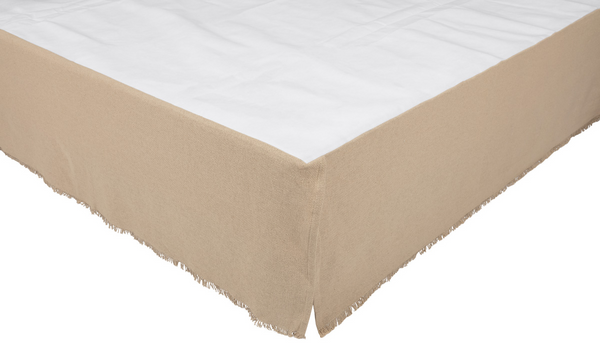 Burlap Vintage Fringed Queen Bed Skirt 60x80x16, Primitive Country Farmhouse Dust Ruffle Bedding Decor