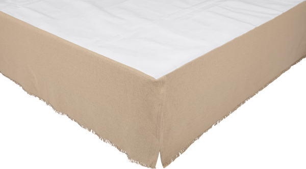 Burlap Vintage Fringed King Bed Skirt 78x80x16, Primitive Country Farmhouse Bedding Dust Ruffle Decor