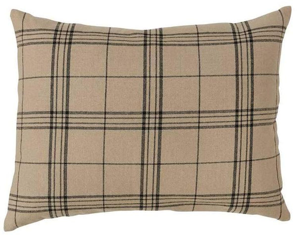 Fieldstone Plaid Standard Sham - Black and Tan Plaid - Primitive Country Farmhouse Bedding Home Decor.
