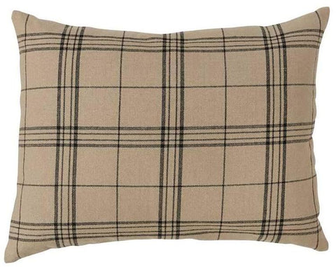 Fieldstone Plaid Standard Sham - Black and Tan Plaid - Primitive Country Farmhouse Bedding Home Decor.