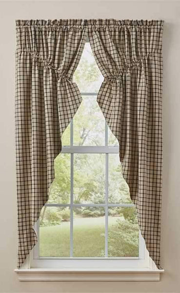 Stoneboro Lined Gathered Swag - Black Tan Prairie Swag Window Treatments Curtains Primitive Country Farmhouse Home Decor