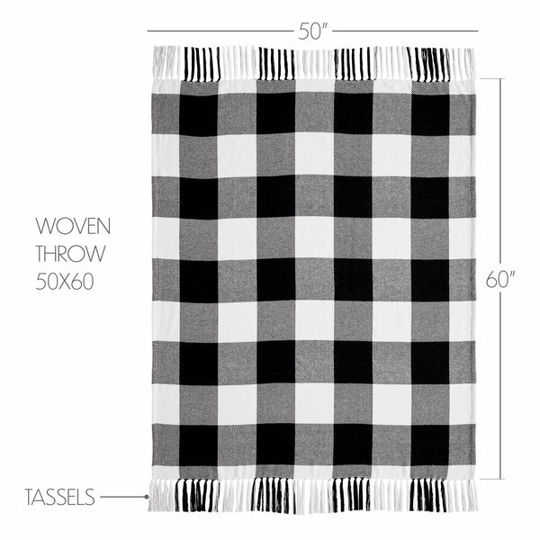 Annie Buffalo Check Black Woven Throw 50x60