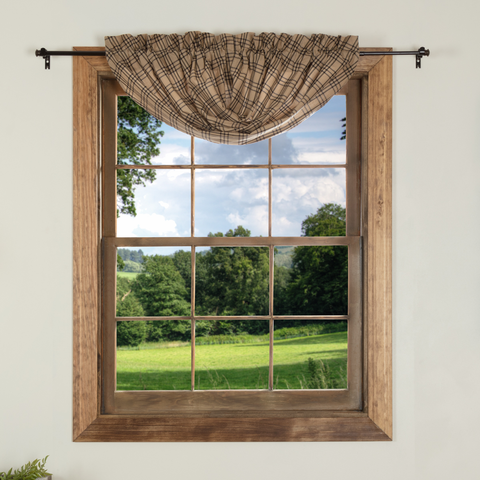 Sawyer Mill Charcoal Plaid Balloon Valance Curtain 15X60, Farmhouse country Primitive Window Treatments Home Decor & Accessories.