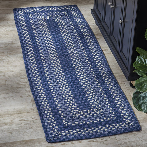Bluestone Cotton Braided Rectangular Rug Runner 24" x 72"  This accent rug measures 24" x 72" and is perfect for adding a pop of color in any room in the home