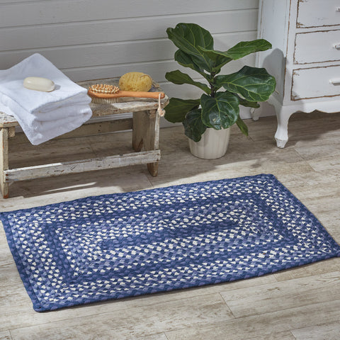 Bluestone Cotton Braided Rectangular Rug 27" x 45"  This accent rug measures 27" x 45" and is perfect for adding a pop of color in any room in the home