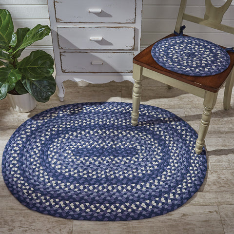 Bluestone Cotton Braided Oval Rug 32" x 42"  This accent rug measures 32" x 42" and is perfect for adding a pop of color in any room in the home