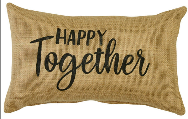 Give any room a warm and cozy feeling with the Happy Together Sentiment Pillow! A great addition to a country farmhouse decor! 