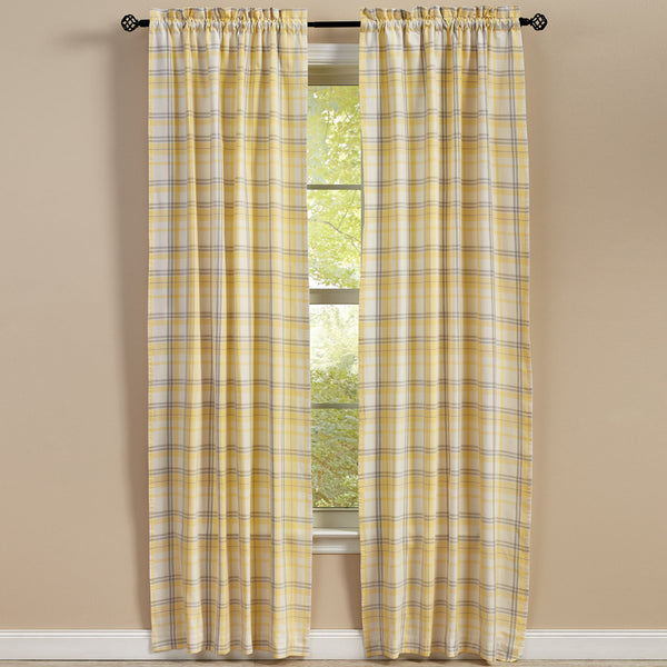 Meadowlark Lined Panel Pair 84" L  Colors: Lemon Yellow, Dove Gray & White