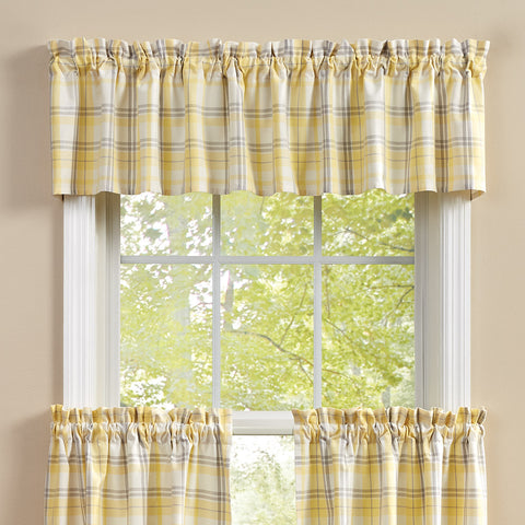 Meadowlark Valance 14" L  Colors: Lemon Yellow, Dove Gray & White