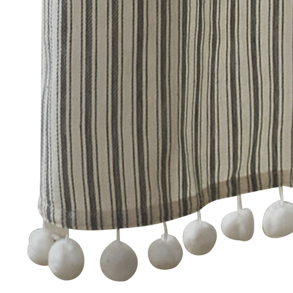 Ticking With Ball Fringe Shower Curtain 72" x 72"