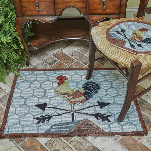 Break Of Day Rooster Hooked Rug 2 x 3