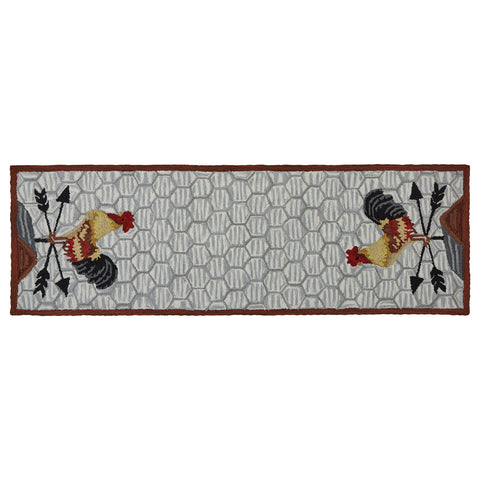 Break Of Day Rooster hooked runner, by Teresa Kogut, is the perfect addition to your country farmhouse! Measures approximately 24" x 72". Made of hand hooked polyester. See free shipping offer on website.