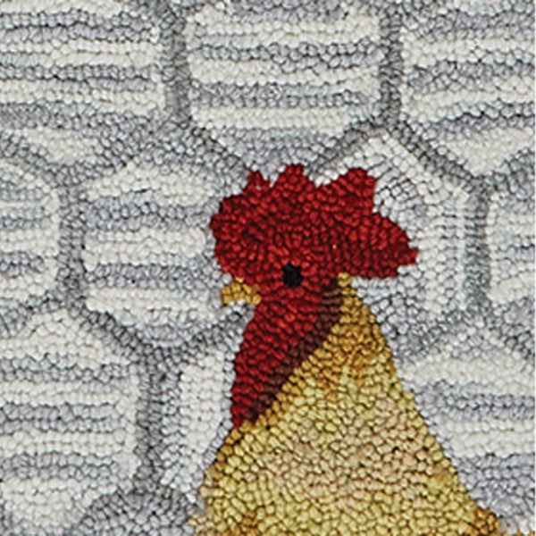 Break Of Day Rooster Hooked Rug Runner 2 x 6