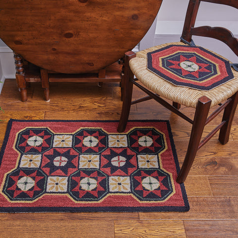 Folk Star Hooked Rug 2 x 3