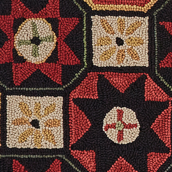 Folk Star Hooked Rug Runner 2 x 6