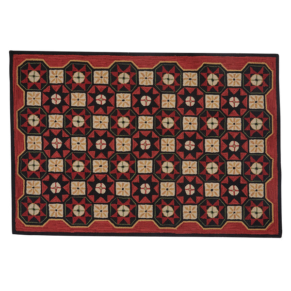 Folk Star Hooked Rug 4 x 6