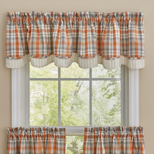 Apricot & Stone Lined Layered Valance 16"