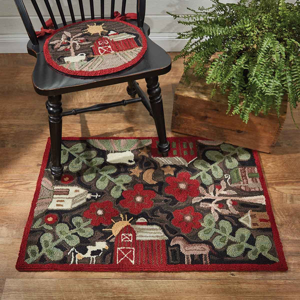 Farm Life Hooked Chair Pad