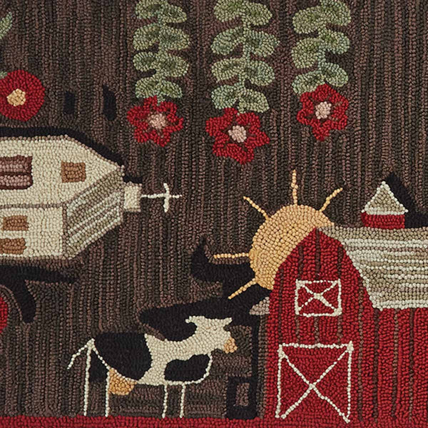 Farm Life Hooked Rug Runner 2' x 6'