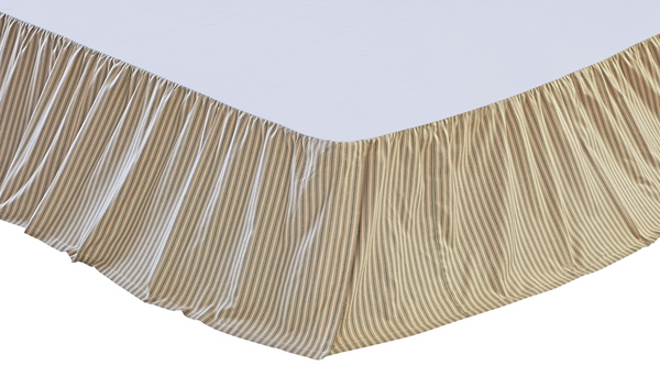 Prairie Winds Green Ticking Stripe King Bed Skirt 78x80x16, Primitive Country Farmhouse Bedding