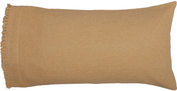Burlap Natural King Pillow Case w/ Fringed Ruffle Set of 2 21x40  features a dyed poly lining to keep the fill from showing through the open weave. Primitive Country Farmhouse Bedding Home Decor.