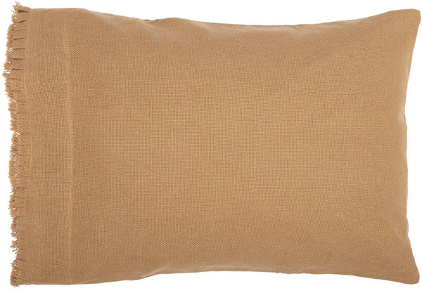 Burlap Natural Standard Pillow Case w/ Fringed Ruffle Set of 2 21x30, consists of soft cotton natural burlap making it the perfect addition to your farmhouse style bed. Primitive Country Farmhouse Bedding Home Decor.