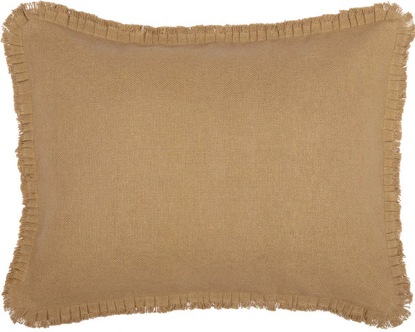 Burlap Natural Standard Sham w/ Fringed Ruffle 21x27, Made from soft cotton natural burlap with pleated and fringed ruffle. Primitive Country Farmhouse Bedding Home Decor.