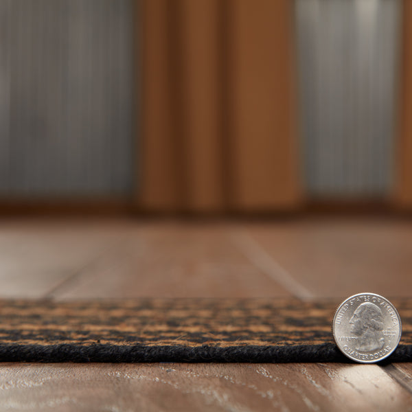 Black & Tan Jute Stair Tread Oval Latex 8.5x27