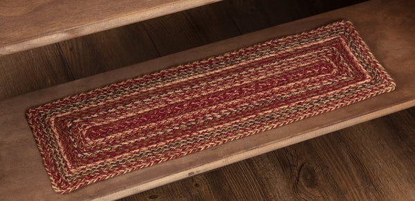 Cider Mill Jute Stair Tread Rectangle Latex 8.5x27 Primitive Country Farmhouse Braided Jute