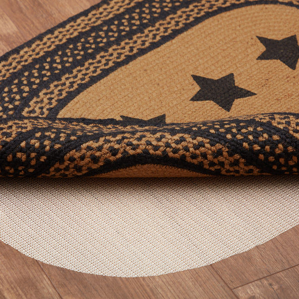 Farmhouse Jute Rug Oval Stencil Stars 24x36