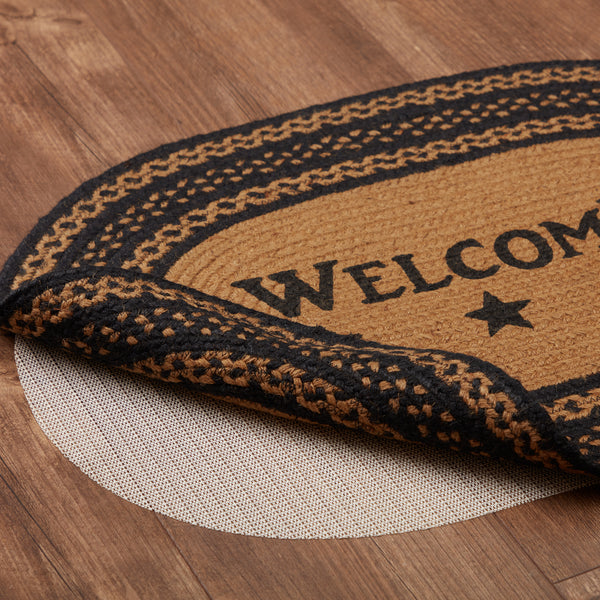 Farmhouse Star Jute Rug Oval Stencil Stars Welcome 20x30