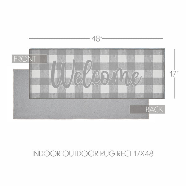 Annie Buffalo Check Grey Welcome Indoor/Outdoor Rug Rect 17x48