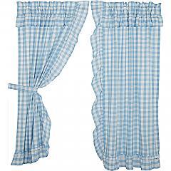 Annie Buffalo Blue Check Ruffled Short Panel Set of 2 63x36