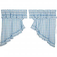 Annie Buffalo Blue Check Ruffled Prairie Swag Set of 2 36x36x18