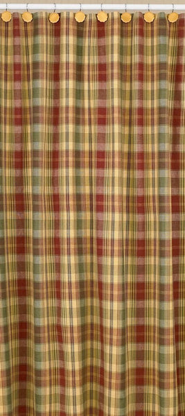 The Saffron Shower Curtain will be the perfect touch to your country bathroom! Shades of red, blue, sage & sand combine to create a plaid design that adds warmth & style to any decor! Dimensions: 72" W x 72" L 100% Cotton. Visit website for FREE s/h & discount offers. Primitive Country Farmhouse.
