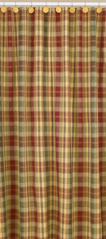 The Saffron Shower Curtain will be the perfect touch to your country bathroom! Shades of red, blue, sage & sand combine to create a plaid design that adds warmth & style to any decor! Dimensions: 72" W x 72" L 100% Cotton. Visit website for FREE s/h & discount offers. Primitive Country Farmhouse.