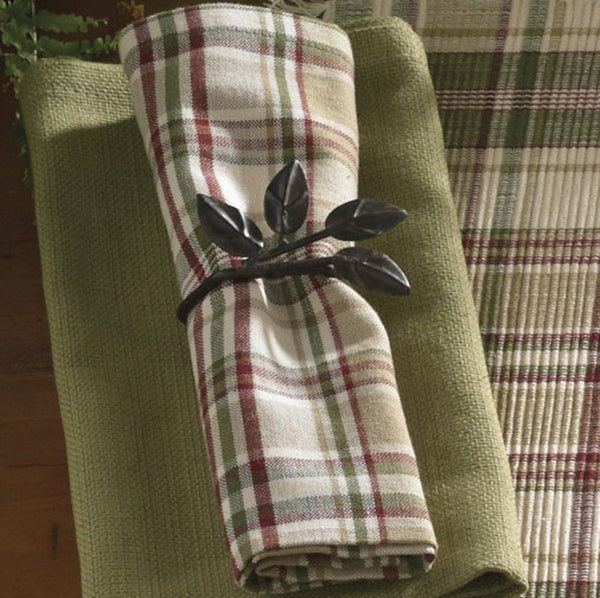 Enhance your dining experience with these country charming Thyme Napkins! Soft tones of green, red & tan blend together to create a pretty plaid that oozes warmth & style! Great way to clean up life's little messes in style!! 